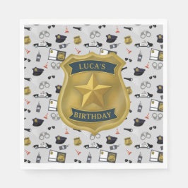 Servilleta De Papel Cumpleaños de policía con tema de policía