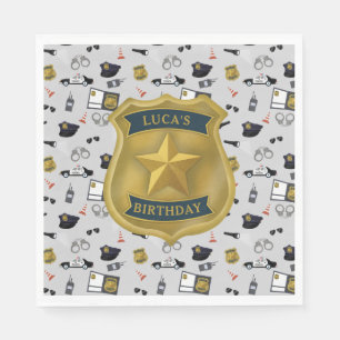Servilleta De Papel Cumpleaños de policía con tema de policía