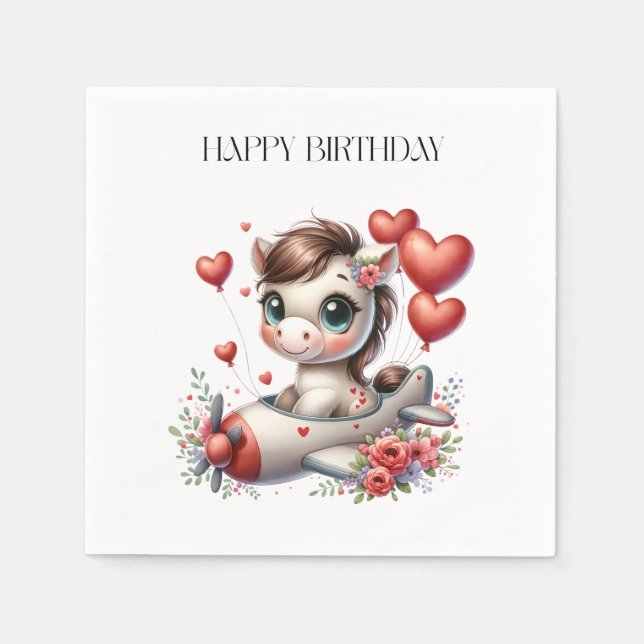 Servilleta De Papel Cumpleaños de Pony Pilot (Anverso)