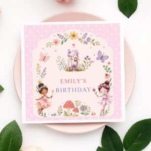Servilleta De Papel Cumpleaños de primer año del jardín de hadas de ni