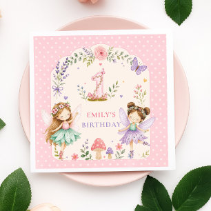 Servilleta De Papel Cumpleaños de primer año del jardín de hadas de ni