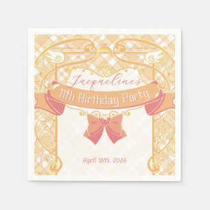 Servilleta De Papel Cumpleaños de Princesa Art Nouveau Naranja