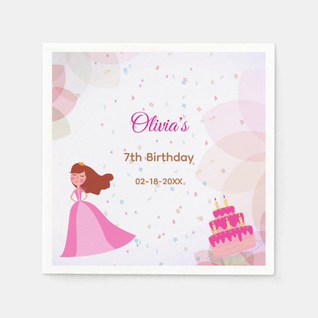 Servilleta De Papel Cumpleaños de princesa de Disney elegante (Anverso)