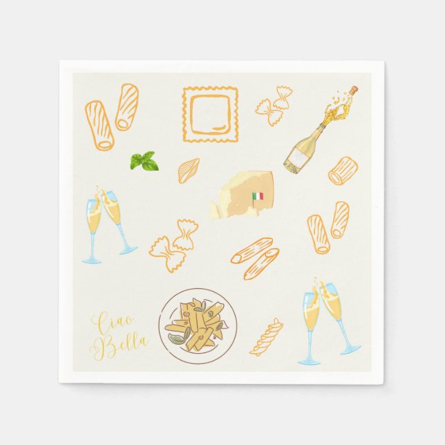 Servilleta De Papel Cumpleaños de Prosecco y Pasta (Anverso)