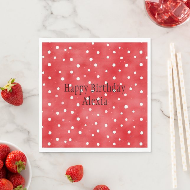 Servilleta De Papel Cumpleaños de puntos rojos y blancos (In situ)