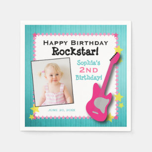 Servilleta De Papel Cumpleaños de rockstar de Guitar & Stars Girl