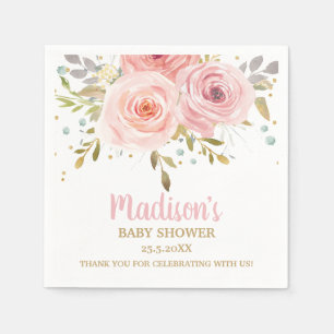 Servilleta De Papel Cumpleaños de Rubor Pink Floral Baby Shower