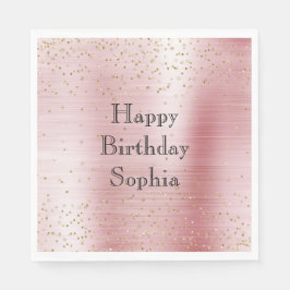Servilleta De Papel Cumpleaños de Rubor Pink Glam Gold Sparkle Confett