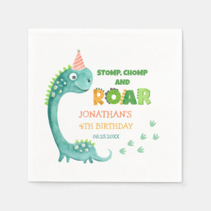 Servilleta De Papel Cumpleaños de Rugido y Pisoteo de Dinosaurio Lindo