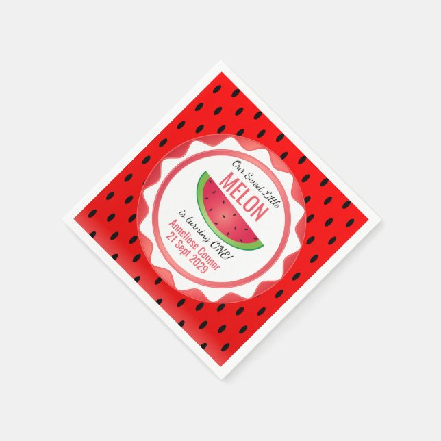 Servilleta De Papel Cumpleaños de Sandía Dulce (Borde)