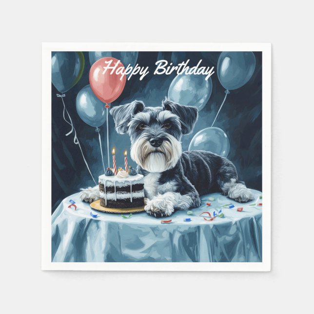 Servilleta De Papel Cumpleaños de Schnauzer (Anverso)