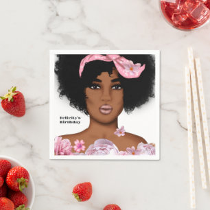 Servilleta De Papel Cumpleaños de señora afroamericana