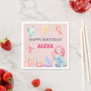 Servilleta De Papel Cumpleaños de Sirena Bajo el Mar