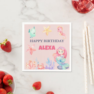 Servilleta De Papel Cumpleaños de Sirena Bajo el Mar
