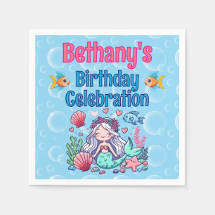Servilleta De Papel Cumpleaños de Sirena Bajo El Mar