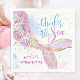 Servilleta De Papel Cumpleaños de Sirena Bajo El Mar Rosa