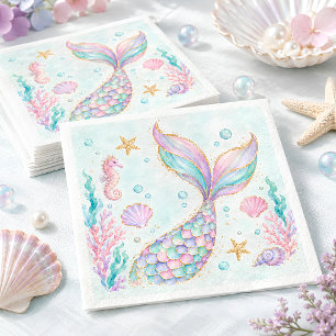 Servilleta De Papel Cumpleaños de Sirena Pastel Bajo el Mar