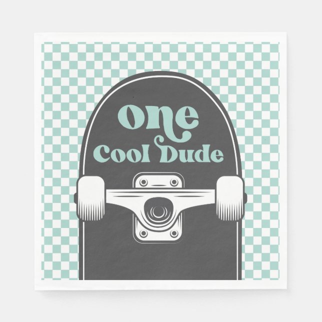 Servilleta De Papel Cumpleaños de Skateboard One Cool Dude (Anverso)
