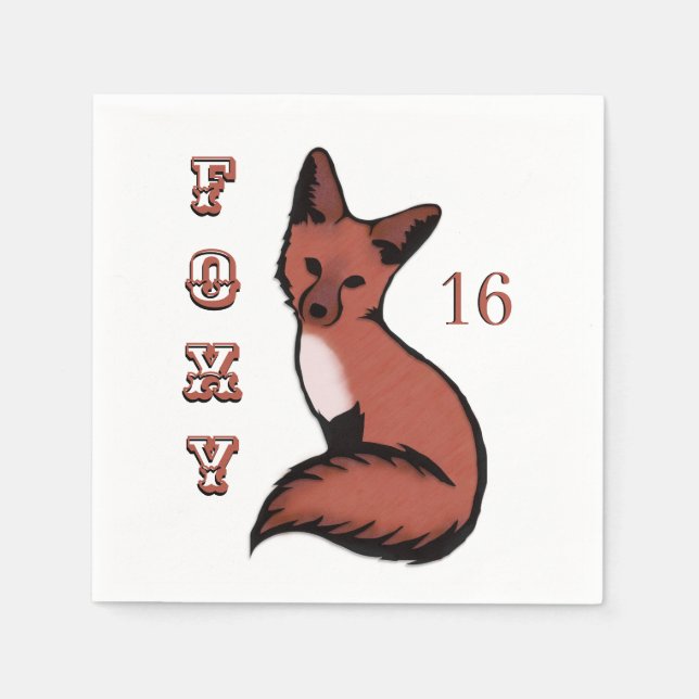 Servilleta De Papel Cumpleaños de Sly Red Foxy Fox (Anverso)