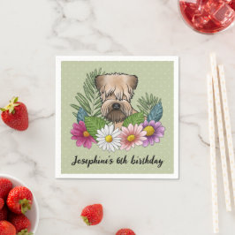 Servilleta De Papel Cumpleaños de Soft-Coated Wheaten Terrier con Flor