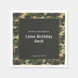 Servilleta De Papel Cumpleaños de soldado de camuflaje militar