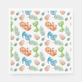 Servilleta De Papel Cumpleaños de Stomp, Chomp y Dos Dinosaurios acuar