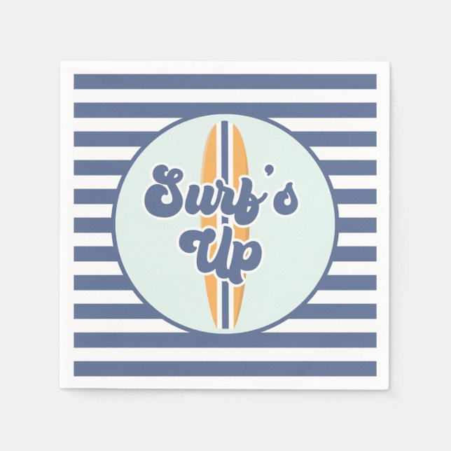 Servilleta De Papel Cumpleaños de Surf's Up Surfboard Beach (Anverso)