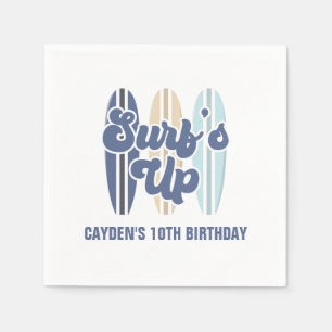 Servilleta De Papel Cumpleaños de Surf's Up Surfboard Beach