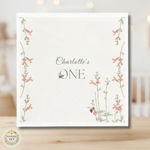 Servilleta De Papel Cumpleaños de Sweet Honeybee Wildflower Girls