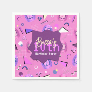 Servilleta De Papel Cumpleaños de Tamagotchi Rosa Retro