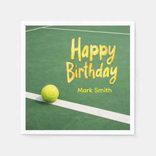 Servilleta De Papel Cumpleaños de tenis con pelota en la cancha