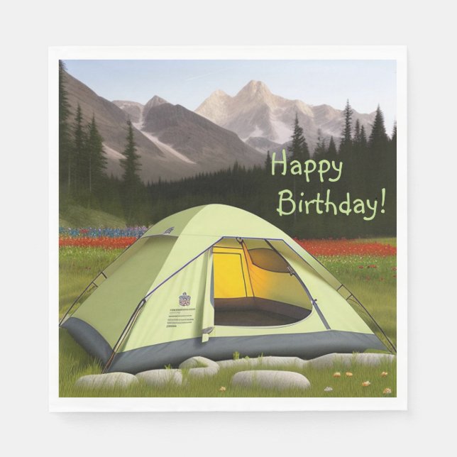 Servilleta De Papel Cumpleaños de Tent Camping (Anverso)