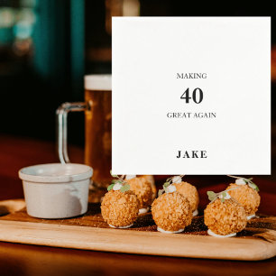 Servilleta De Papel Cumpleaños de texto negro 'Making 40 Great Again'