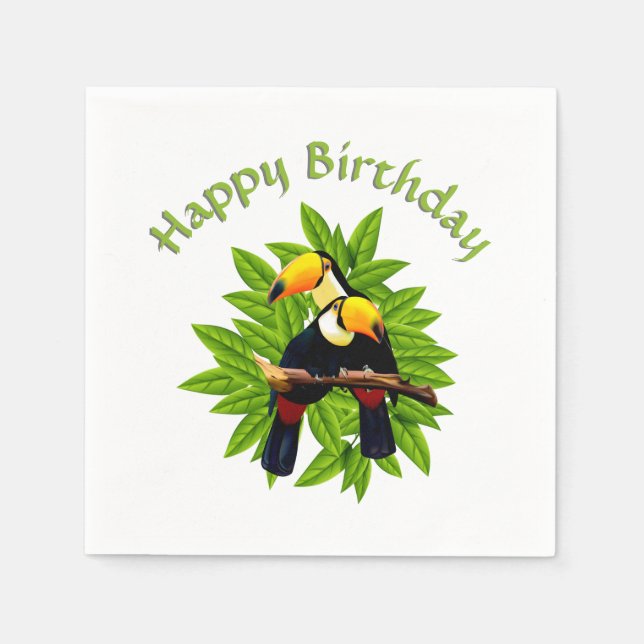 Servilleta De Papel Cumpleaños de Toucan Duo (Anverso)