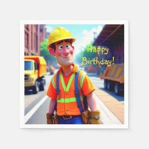 Servilleta De Papel Cumpleaños de Trabajadores de Construcción