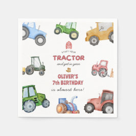 Servilleta De Papel Cumpleaños de tractor acuarela para cualquier edad