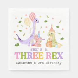 Servilleta De Papel Cumpleaños de tres dinosaurios Rex