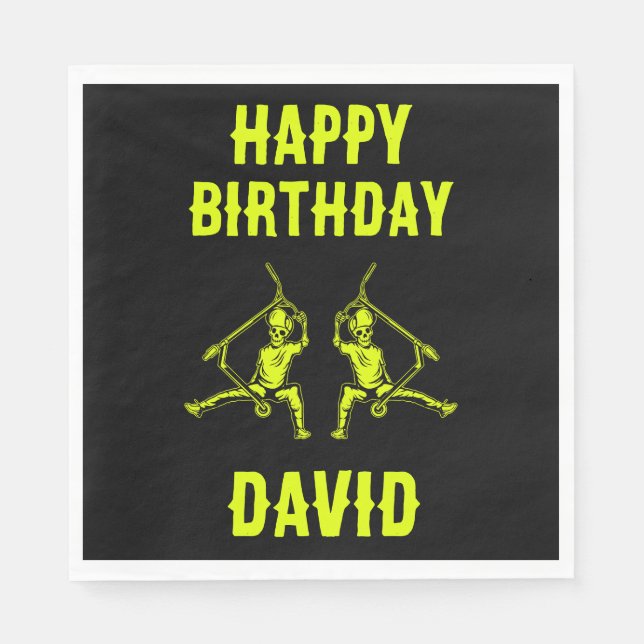 Servilleta De Papel Cumpleaños de Trick Scooter Rider (Anverso)