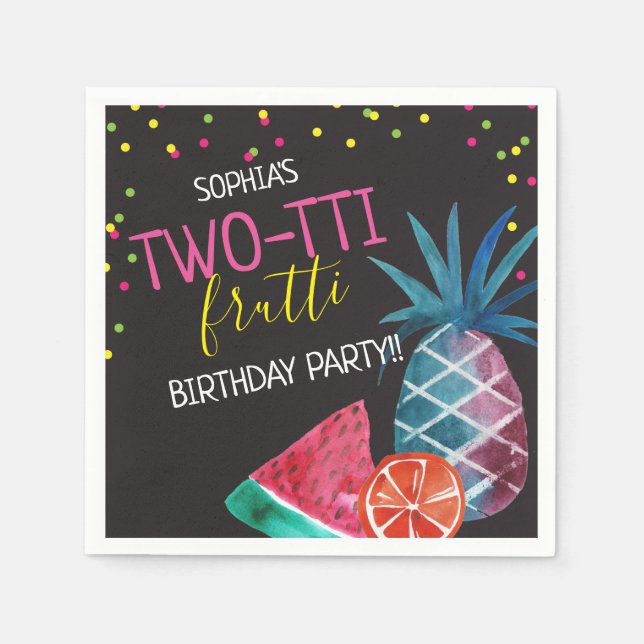 Servilleta De Papel Cumpleaños de Two-tti Frutti Girl's 2º (Anverso)