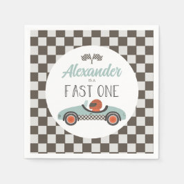 Servilleta De Papel Cumpleaños de un auto de carrera azul