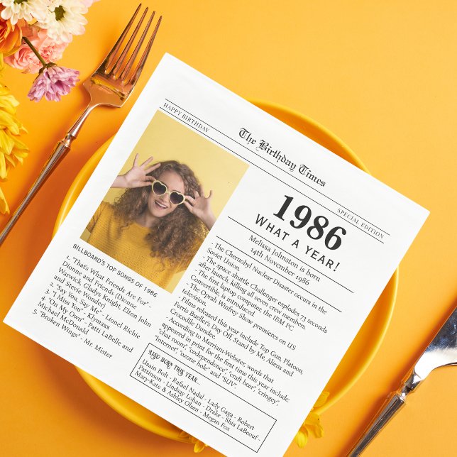 Servilleta De Papel Cumpleaños de un periódico de 1986 (Subido por el creador)