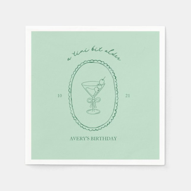 Servilleta De Papel Cumpleaños de "Un poquito más vieja" Martini (Anverso)