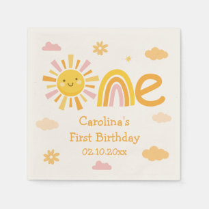Servilleta De Papel Cumpleaños de una niña alrededor del sol por un añ