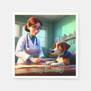Servilleta De Papel Cumpleaños de una Veterinaria