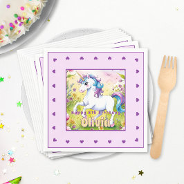 Servilleta De Papel Cumpleaños de Unicornio de Pastel Mágico Personali
