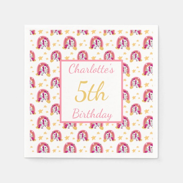 Servilleta De Papel Cumpleaños de Unicornio encantado (Anverso)