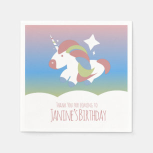 Servilleta De Papel Cumpleaños de Unicornio Nubes Gradiente Colorido  