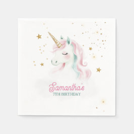 Servilleta De Papel Cumpleaños de Unicornio, Pastel Unicornio, Arcoiri