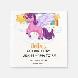 Servilleta De Papel Cumpleaños de Unicornio y Arcoíris