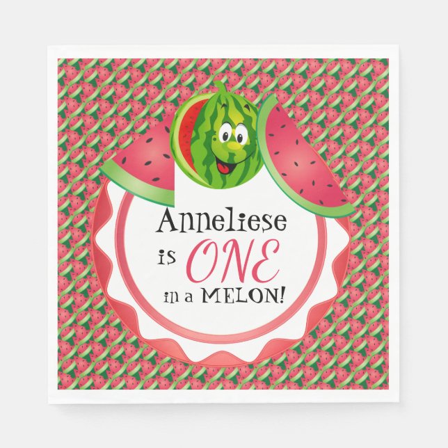Servilleta De Papel Cumpleaños de uno en un melón (Anverso)